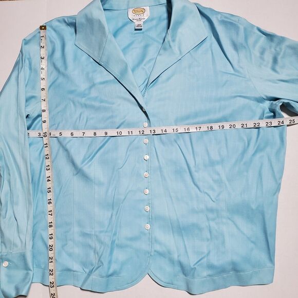 Talbots Herringbone Button up Blouse Size 18W Wrinkle Resistant Stretch Lastol - Picture 7 of 9